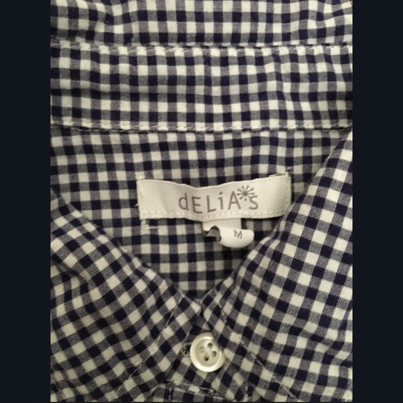 Delias Checkered Purple/White Button Down Top - Picture 2 of 7